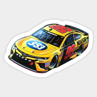 Cool yellow Nascar car, greatest grand prix champion Sticker